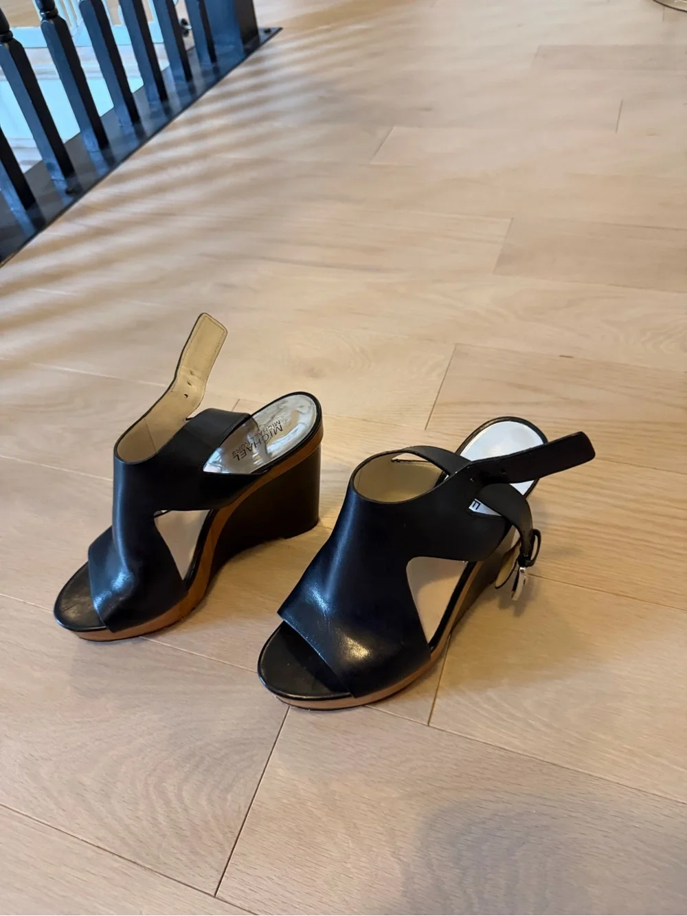 Michael Kors black Women's Wedge Sandals - Sleek Open-Toe Slingback